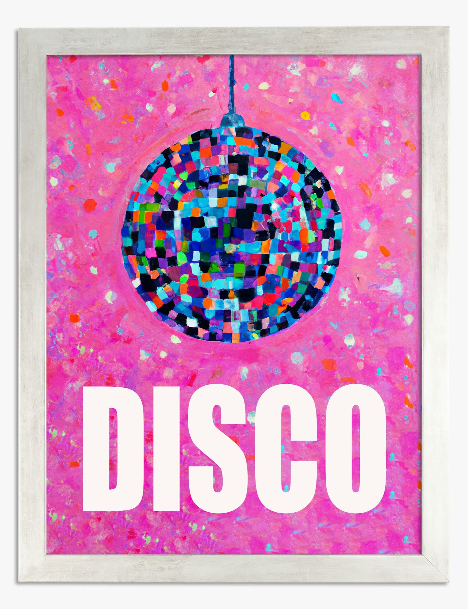 Vibrant Disco Vibe Art Print - Silver