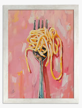 Pink Pasta Delight Art Print - Silver