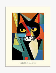 Cubist Cat Portrait Art Print Unframed