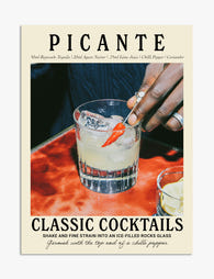 Spicy Cocktail Recipe Art Print Unframed