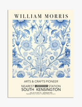 William Morris Blue Botanical Art Print - Unframed