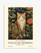 Morris Ginger Cat Botanical Art Print - Unframed