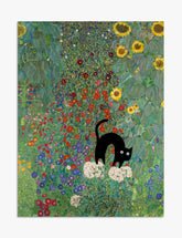 Klimt Cat in Sunflower Garden Art Print - Unframed