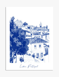 Lisbon in Blue Art Print - Unframed