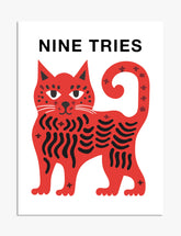 Nine Lives, Bold Cat Art Print - Unframed