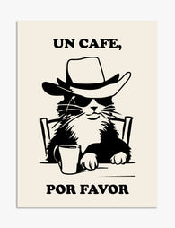 Cool Cat Coffee Vibes Art Print - Unframed