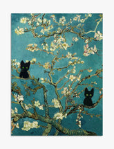 Van Gogh Blossom Cats Art Print - Unframed
