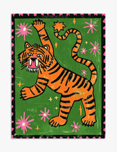 Playful Tiger Parade Art Print - Unframed
