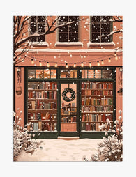 Cozy Winter Bookshop Art Print - Unframed