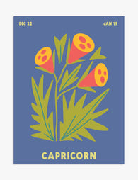 Capricorn Botanical Zodiac Art Print - Unframed
