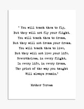 Teach, Dream, Inspire – Mother Teresa Art Print - Unframed