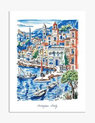 Portofino Coastal Charm Art Print - Unframed