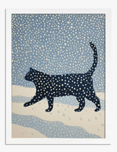 Midnight Cat Walk Art Print White