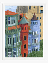 Barcelona Daydream Facades Art Print - White