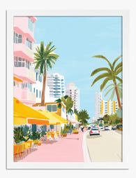 Pastel Miami Boulevard Art Print - White