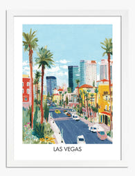 Pastel Las Vegas Cityscape Art Print - White