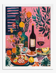 Vibrant Mediterranean Feast Art Print - White