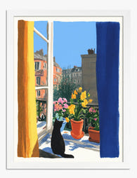 Parisian Window Morning Art Print - White
