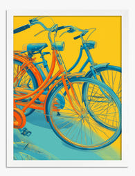 Retro Pop Bicycles Art Print White