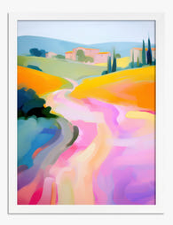 Vibrant Tuscan Pathways Art Print - White