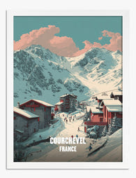 Courchevel Alpine Village Art Print White