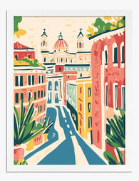 Pastel Rome Streetscape Art Print - White