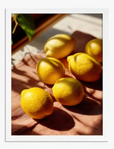 Sunlit Lemons Still Life Art Print - White