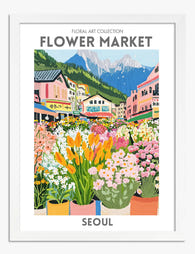 Vibrant Seoul Blooms Art Print - White