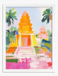 Sunrise Temple Glow Art Print - White