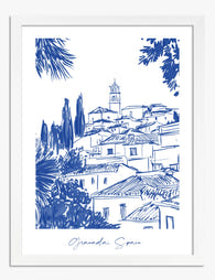 Granada Blue Art Print - White
