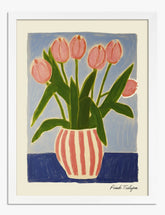 Blushing Tulip Bouquet Art Print - White