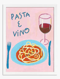 Pasta & Vino Delight Art Print - White