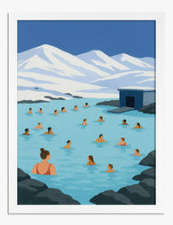 Snowy Lagoon Escape Art Print - White