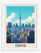 Tokyo Skyline Charm Art Print White