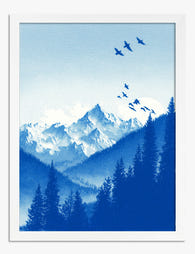 Soaring Over Blue Peaks Art Print White