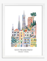 San Francisco Skyline Charm Art Print - White
