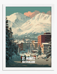 St. Moritz Winter Escape Art Print White