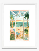 Coastal Window Escape Art Print - White