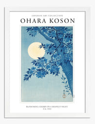 Moonlit Cherry Blossoms by Ohara Koson Art Print - White