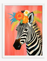 Botanical Zebra Bloom Art Print - White