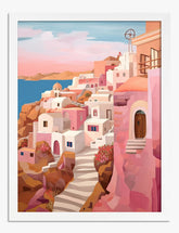 Santorini Sunset Escape Art Print - White