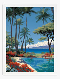 Hawaiian Poolside Serenity Art Print White