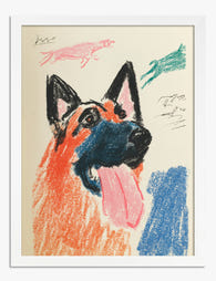 Playful Pup Portrait Art Print - White