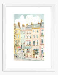 Charming Parisian Street Art Print - White