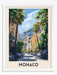 Monaco Street View Art Print - White