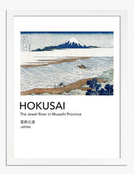 Hokusai Jewel River Landscape Art Print White
