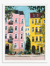 Pastel Berlin Streetscape Art Print - White