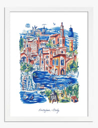 Portofino Coastal Charm Art Print White