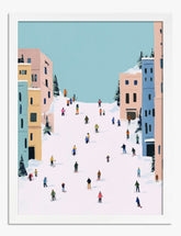 Pastel Winter Stroll Art Print - White