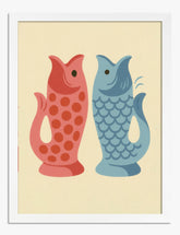 Playful Fish Jugs Art Print White
